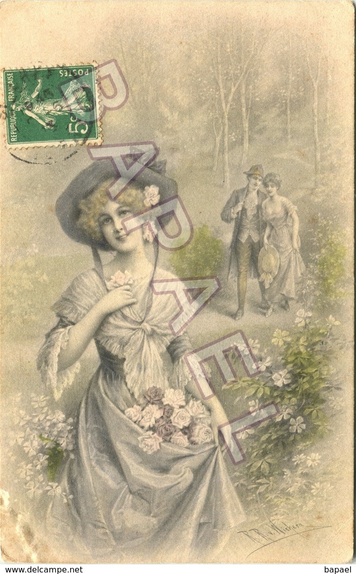Jeune Fille Ramasse Des Fleurs Dans Un Bois (Circulé En 1913) - Wichera