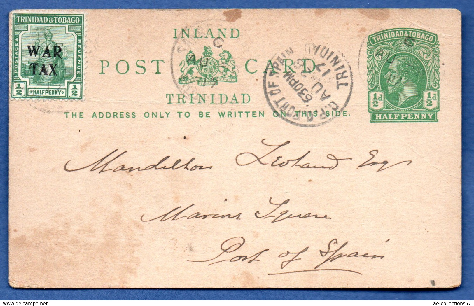 Trinidad   -- Entier Postal  - 28/8/1917 - Trinité & Tobago (...-1961)