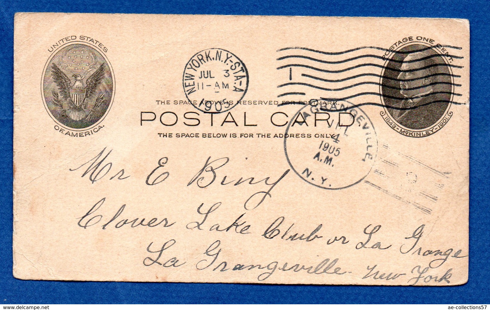 USA   -- Entier Postal- Pour Lagrangeville   -- 3/7/1905     - - 1901-20