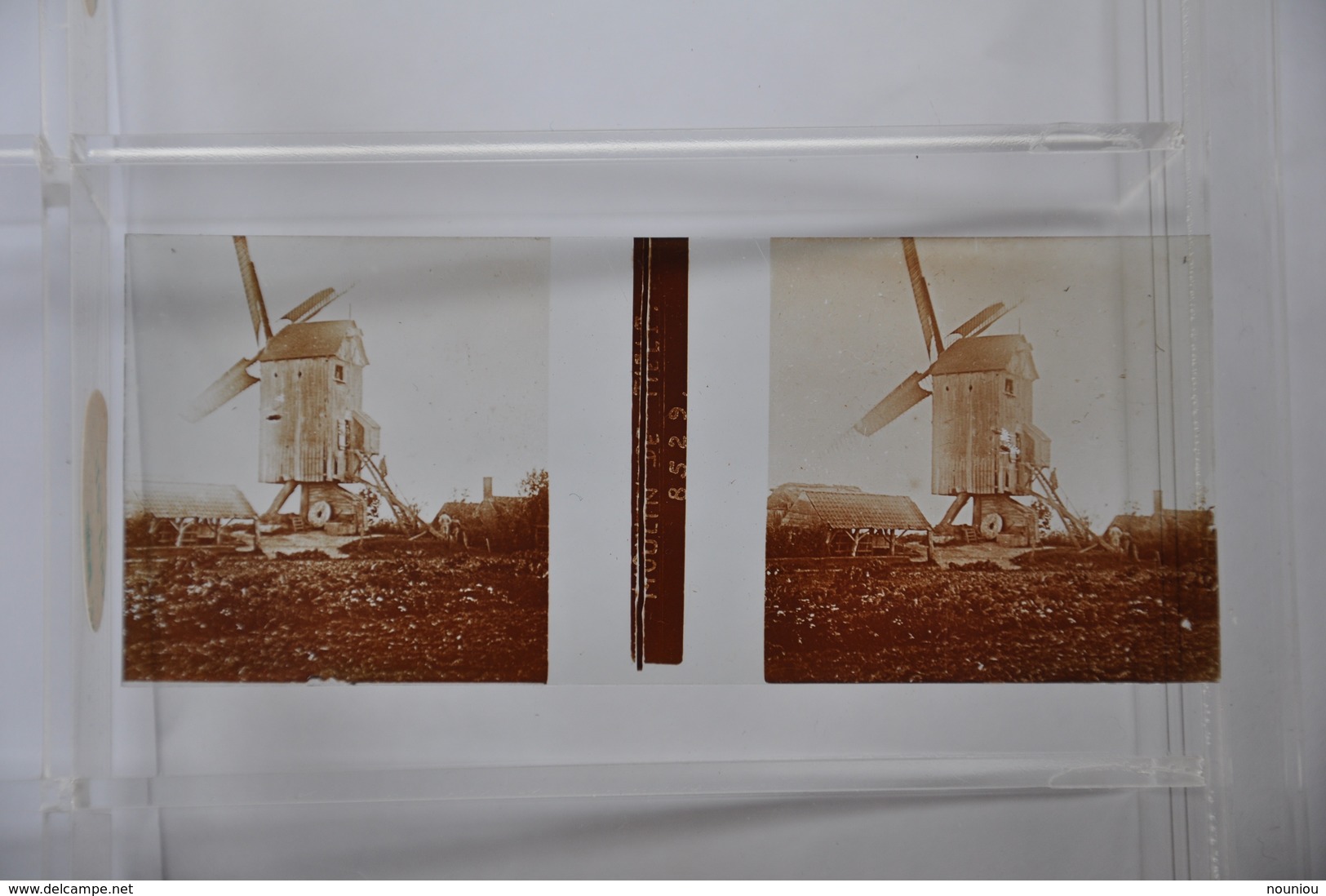 Rare Vue Stéréoscopique Plaque De Verre - Moulin De Tielt (Belgique) - WW1 1914-1918 - Glass Slides