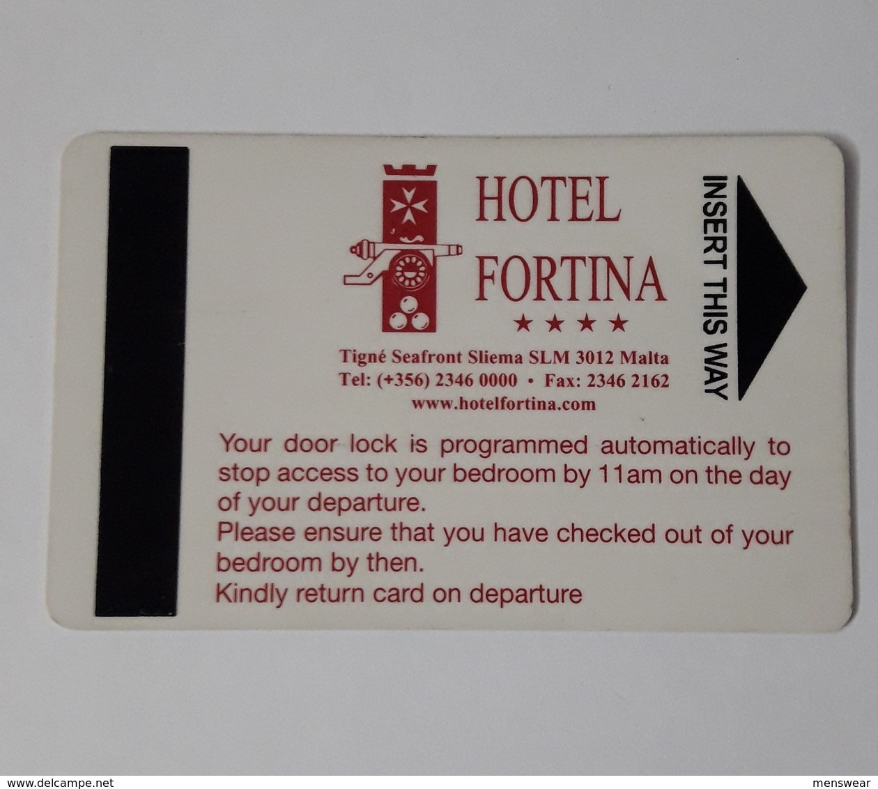 MALTA  HOTEL KEYCARD -  (  HOTEL FORTINA   ) - Hotel Keycards
