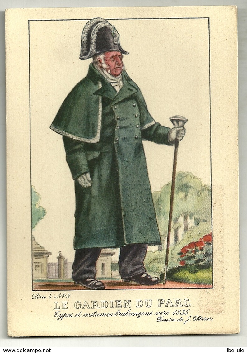 Types Et Costumes Brabançons Vers 1835 (Dessin De J. Thiriar) Série 4 N° 2 - Le Gardien Du Parc - Personnages