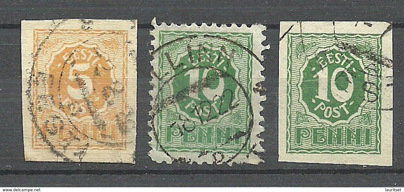 Estland Estonia 1919 Michel 6 - 8 O Numeral Design - Estonia