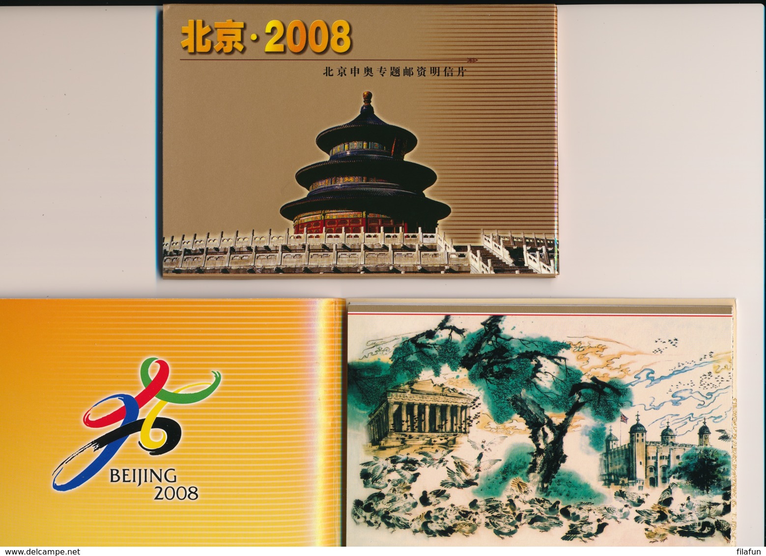 China - 2001 - Beijing 2008 - Set Of 8 Prestamped Postcards In Strip In Booklet - Cancelled - New - Postkaarten