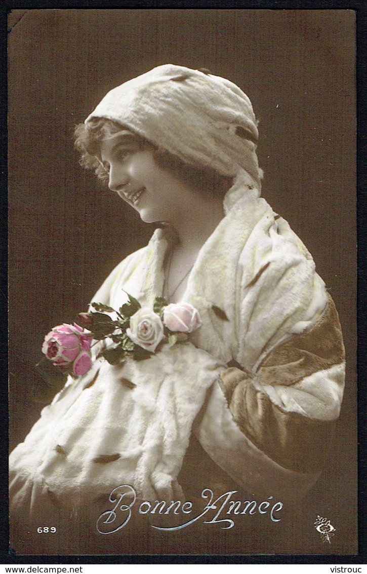 FEMME - CP - Jeune Femme Avec Foulard Sur La Tête - "Bonne Année" - Circulé - Circulated - Gelaufen - 1914. - Femmes