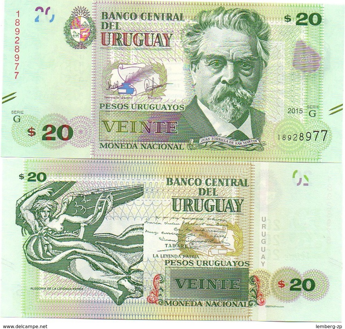 Uruguay - 20 Pesos 2015 2017 Serie G UNC Lemberg-Zp - Uruguay