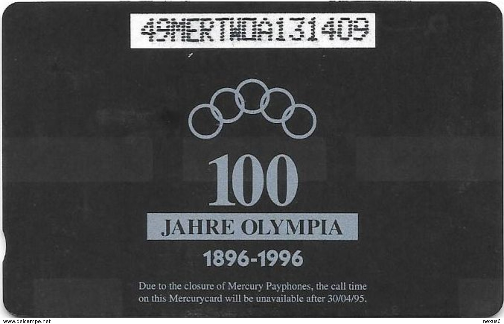 UK (Mercury) - Olympics - Antwerpen 1920 (Puzzle 2/2) - 49MERTWOA - MEO025 - 1.044ex, Used - [ 4] Mercury Communications & Paytelco