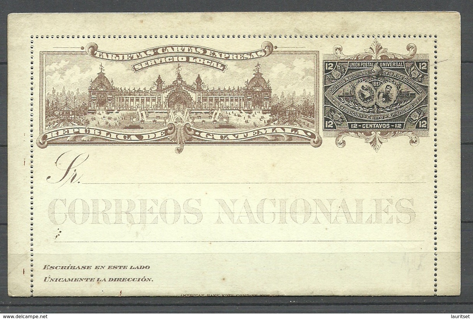 GUATEMALA 1897 Kartenbrief Local Postal Stationary - Guatemala