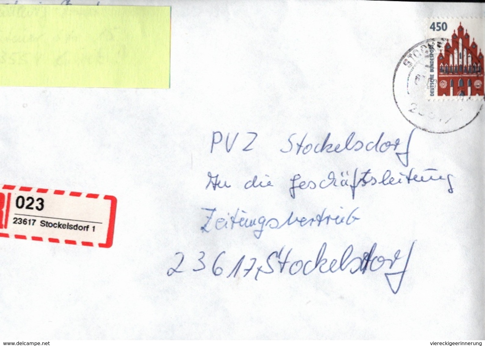 ! 1 Einschreiben , Selbstklebender R-Zettel Aus Stockelsdorf, 23617, Schleswig-Holstein - R- & V- Viñetas