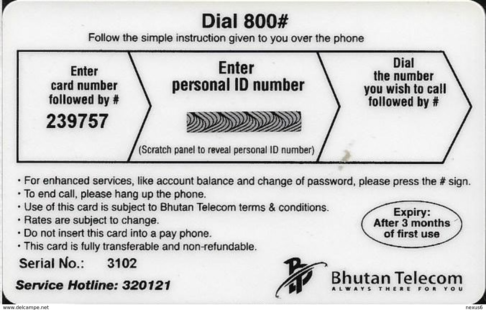 Bhutan - Bhutan Telecom - Green Phone, 1st Issues - Remote 300Nu, 200ex, Mint Rare! - Bhoutan