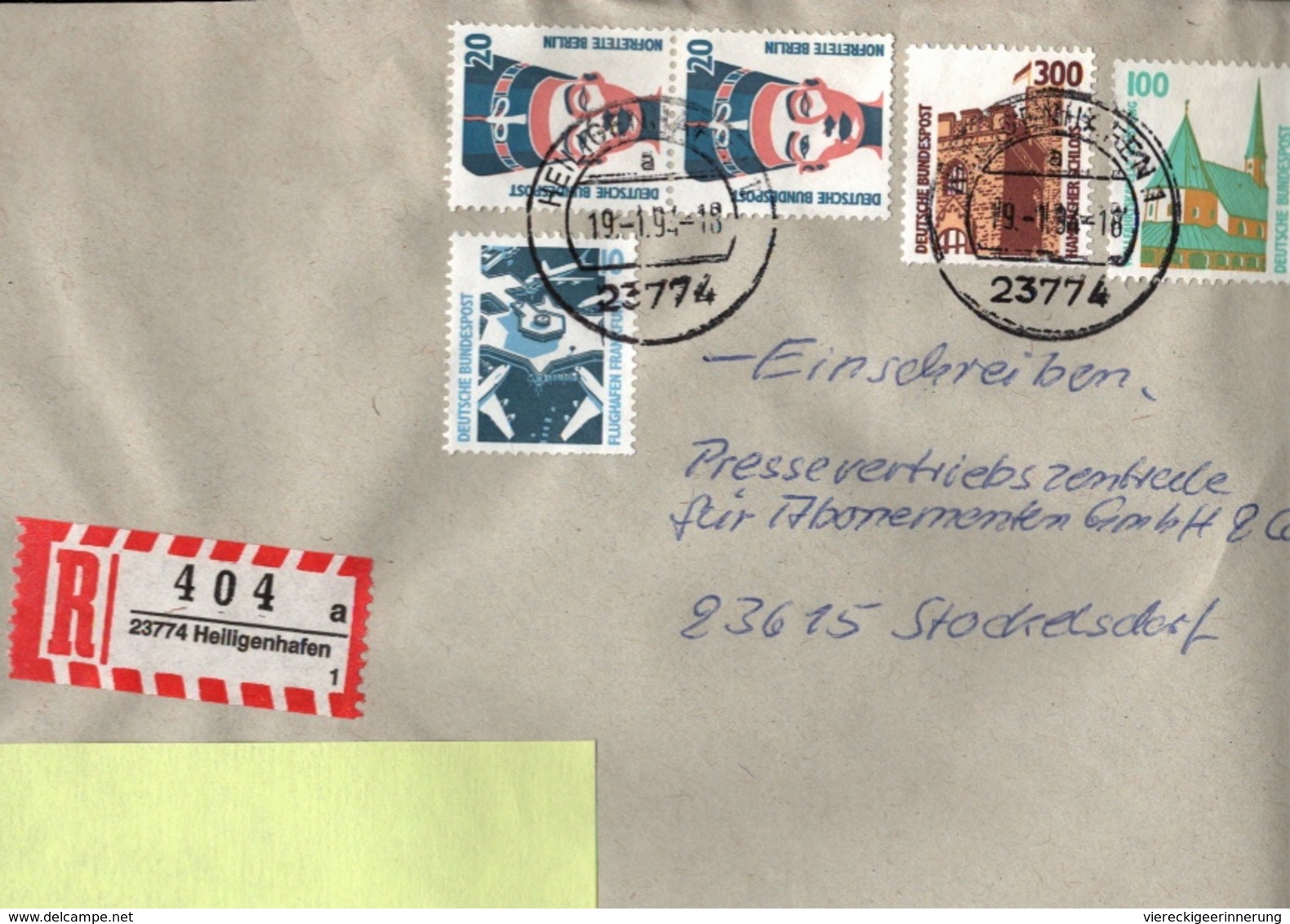 ! 2 Einschreiben 1994, R-Zettel Aus Heiligenhafen, 23774 - R- & V- Viñetas