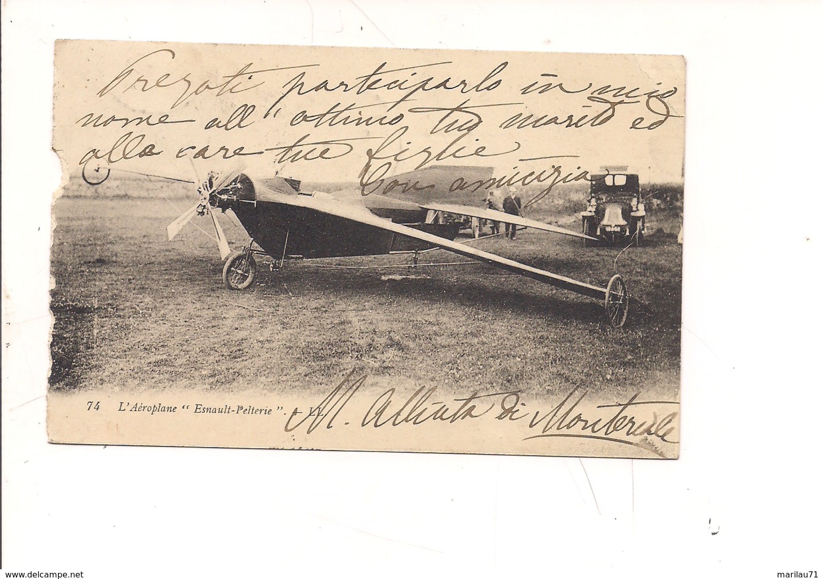 P171 TRASPORTI AVIAZIONE AEROPLANO ESMAUL PELTERIE 1908 VIAGGIATA LIEVE DIFETTO - ....-1914: Precursors