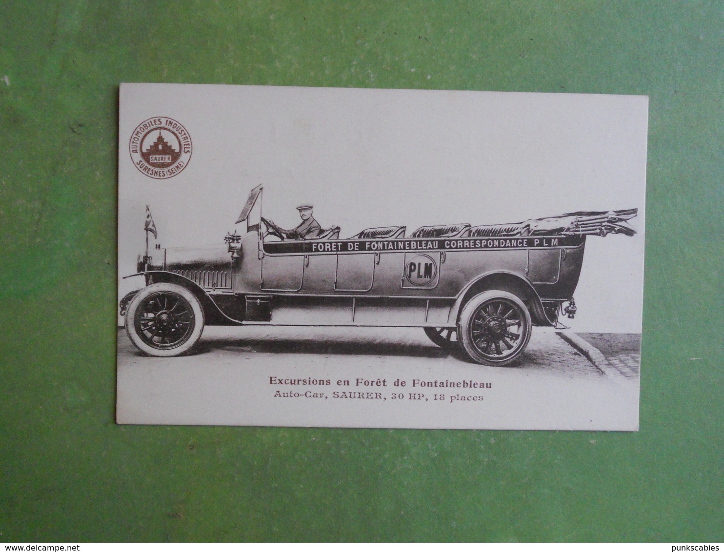 CPA  EXCURSIONS EN FORET DE FONTAINEBLEAU AUTO CAR SAURER 30 HP 18 PLACES NEUVE SUPERBE VOITURE PLM - Fontainebleau