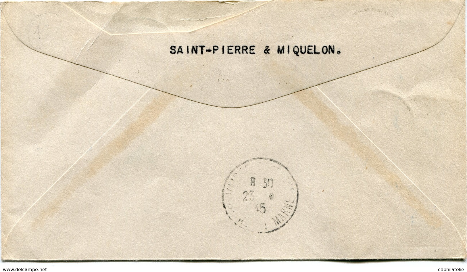 SAINT PIERRE ET MIQUELON LETTRE RECOMMANDEE DEPART ST PIERRE ET MIQUELON 18-8-45 POUR LA FRANCE - Covers & Documents