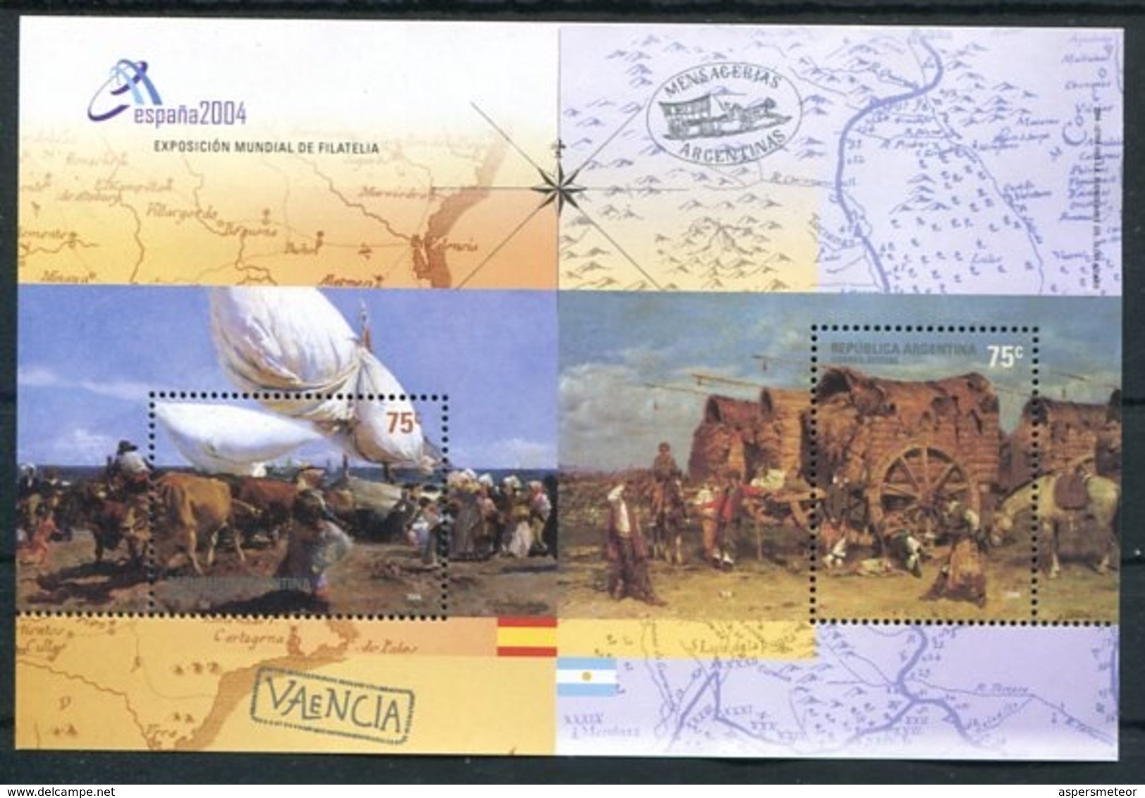 ESPAÑA 2004 EXPOSICION FILATELICA MUNDIAL. ARGENTINA JALIL-GOTTIG: HB 159 HOJITA BLOC FEUILLET MNH TBE - LILHU - Blokken & Velletjes