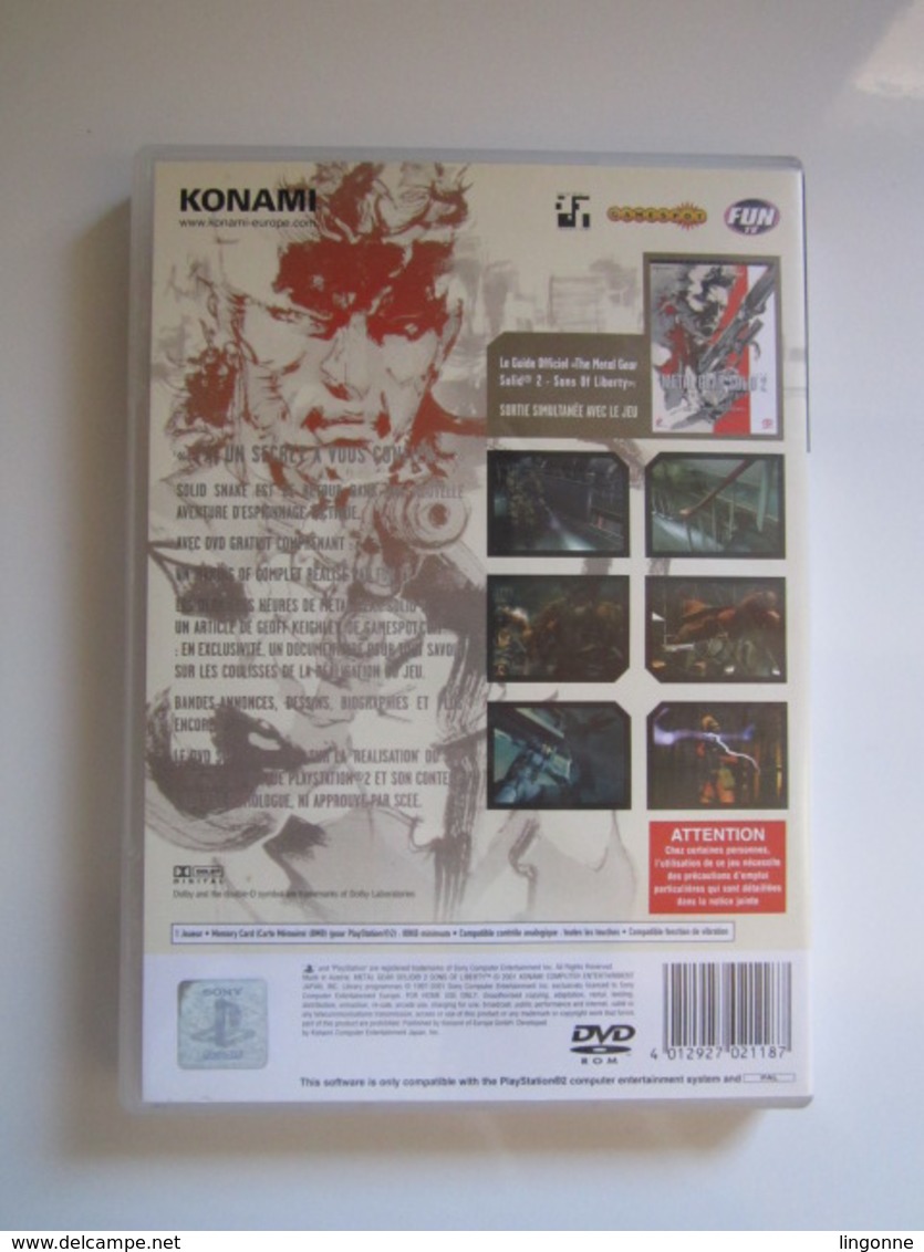 Jeu: PS2 METAL GEAR SOLID 2 - Other & Unclassified