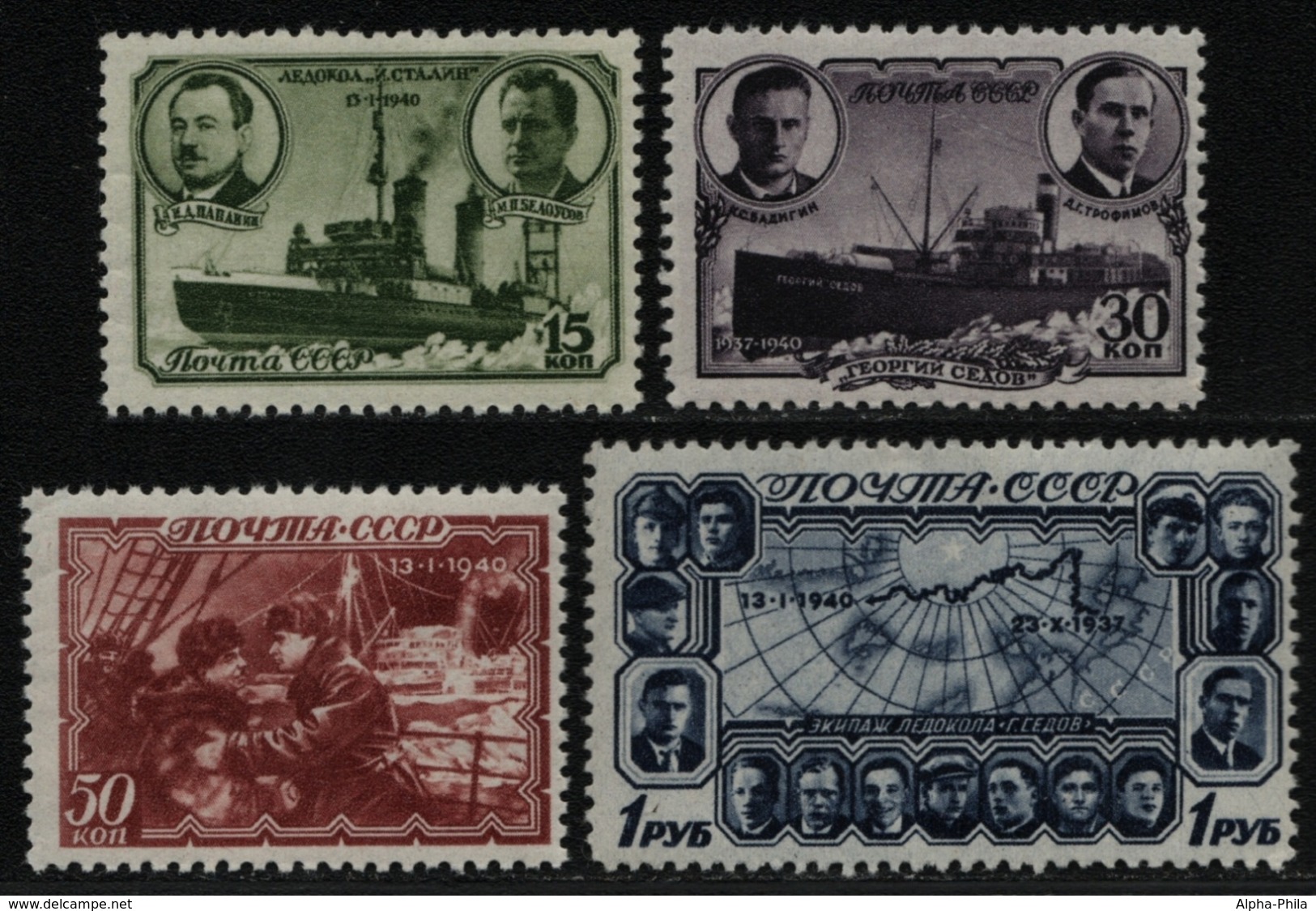 Russia / Sowjetunion 1940 - Mi-Nr. 741-744 ** - MNH - Eisbrecher G. Sedow (I) - Unused Stamps