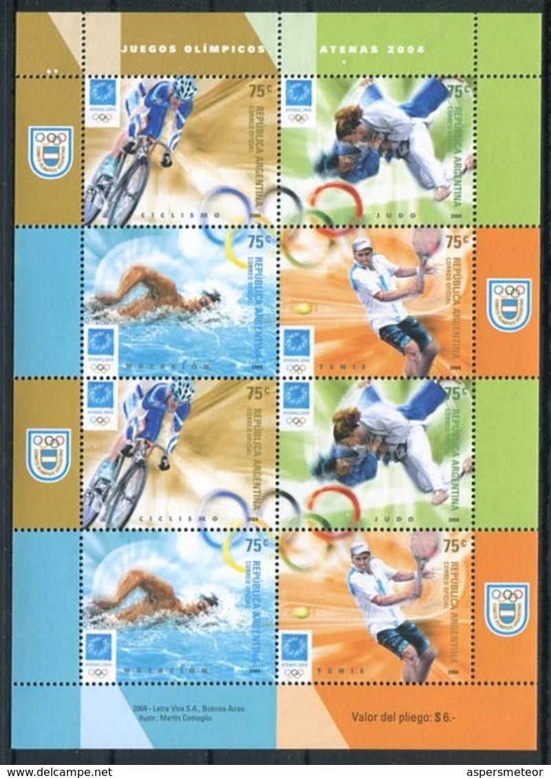 JUEGOS OLIMPICOS ATENAS 2004. ARGENTINA JALIL GOTTIG HB 162 HOJA FEUILLET BLOC MNH DOS SERIES POR HOJA - LILHU - Wielrennen