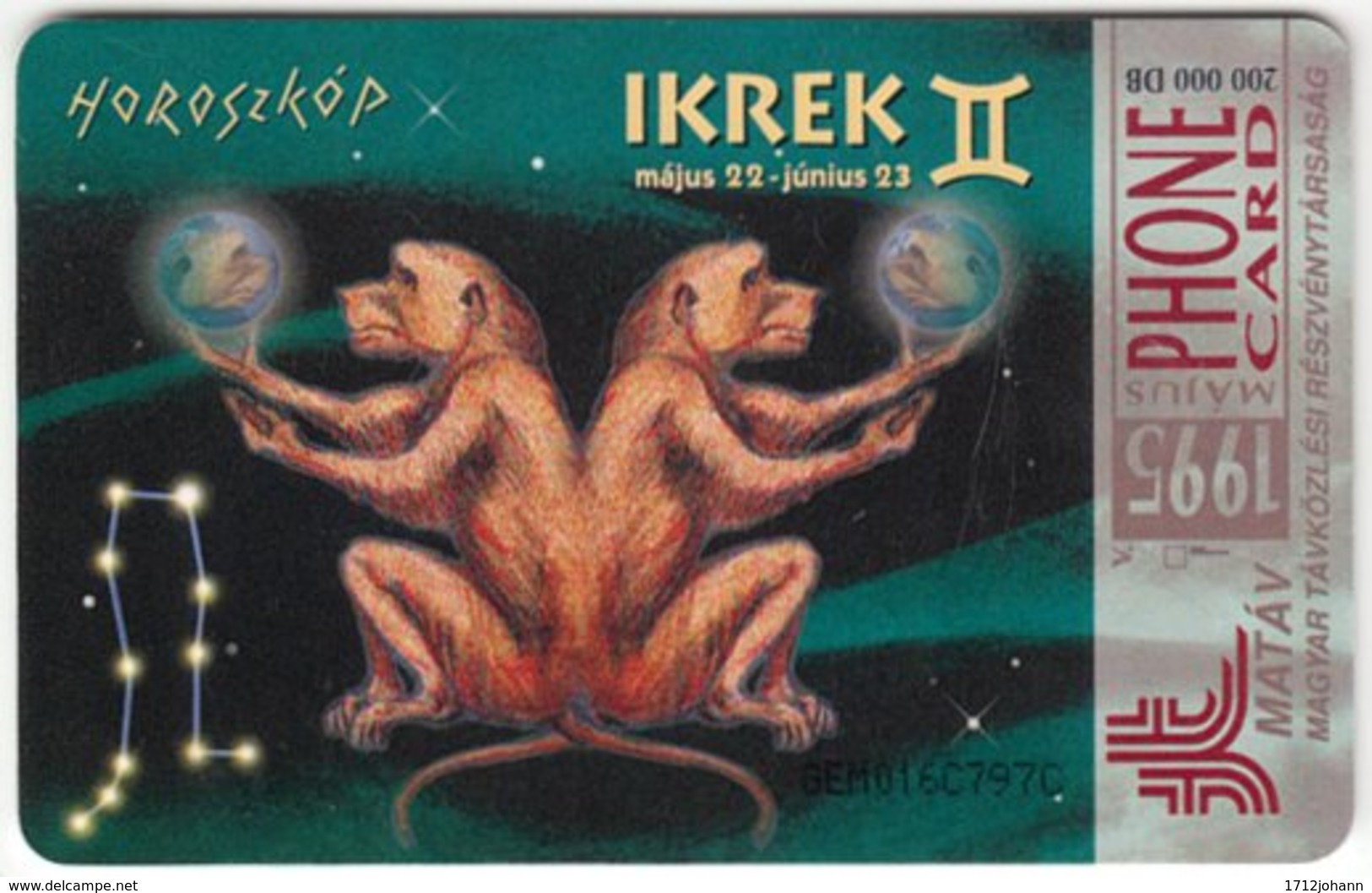 HUNGARY D-907 Chip Matav - Signs Of Zodiac, Gemini - Used - Ungarn