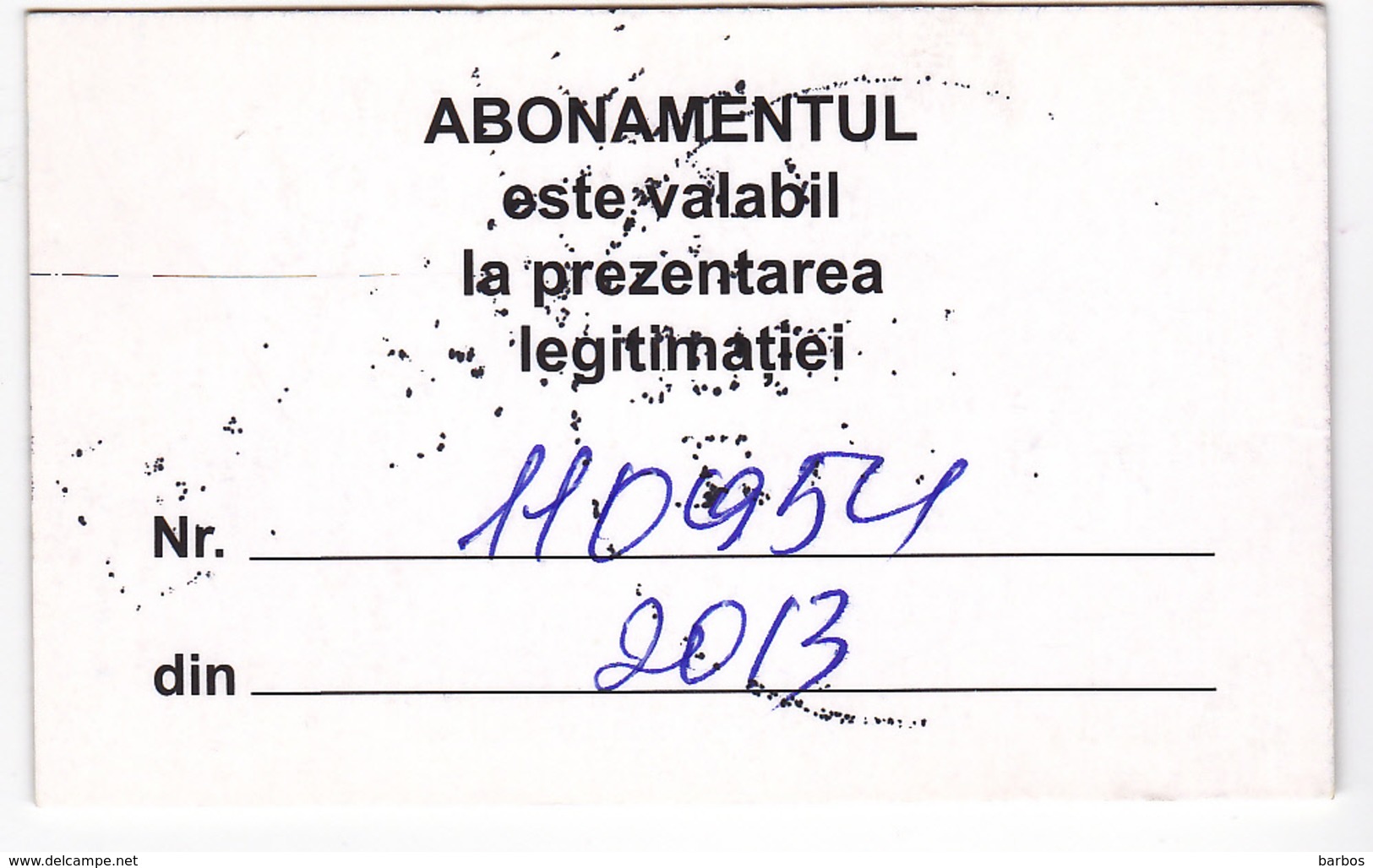 Moldova , Moldavie , Chisinau ,  Trolley  Bus  Ticket ,  Monthly Pass , Januarie ,  2017 , Used - Other & Unclassified