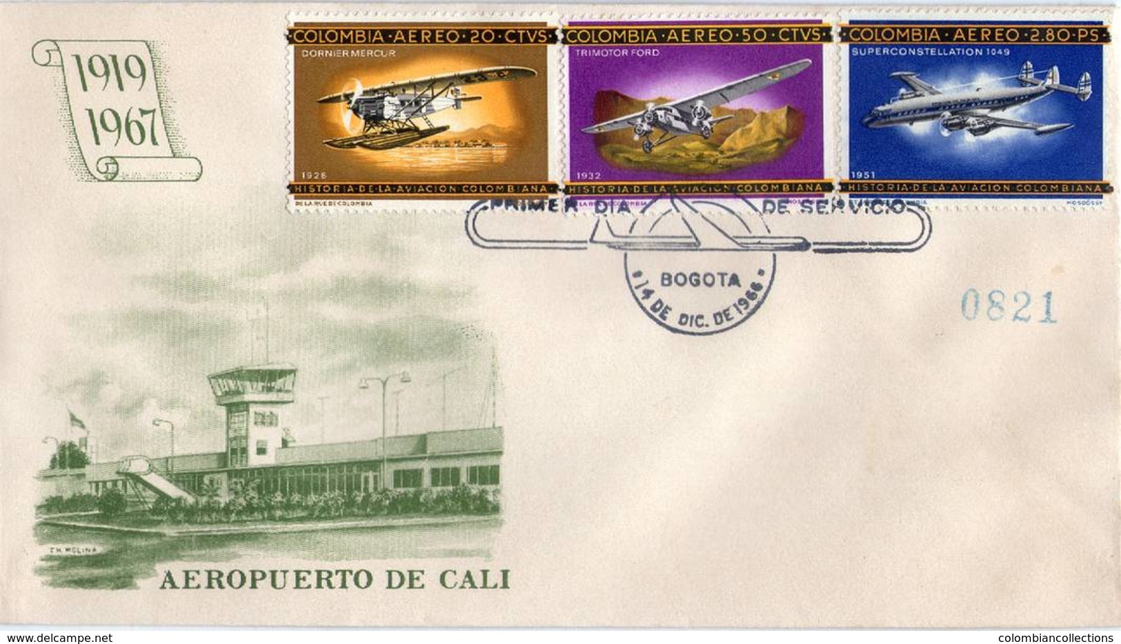 Lote 1108-9-13F, Colombia, 1965-6, SPD-FDC, Historia De La Aviacion En Colombia, Air History, Ford, Dornier - Colombia