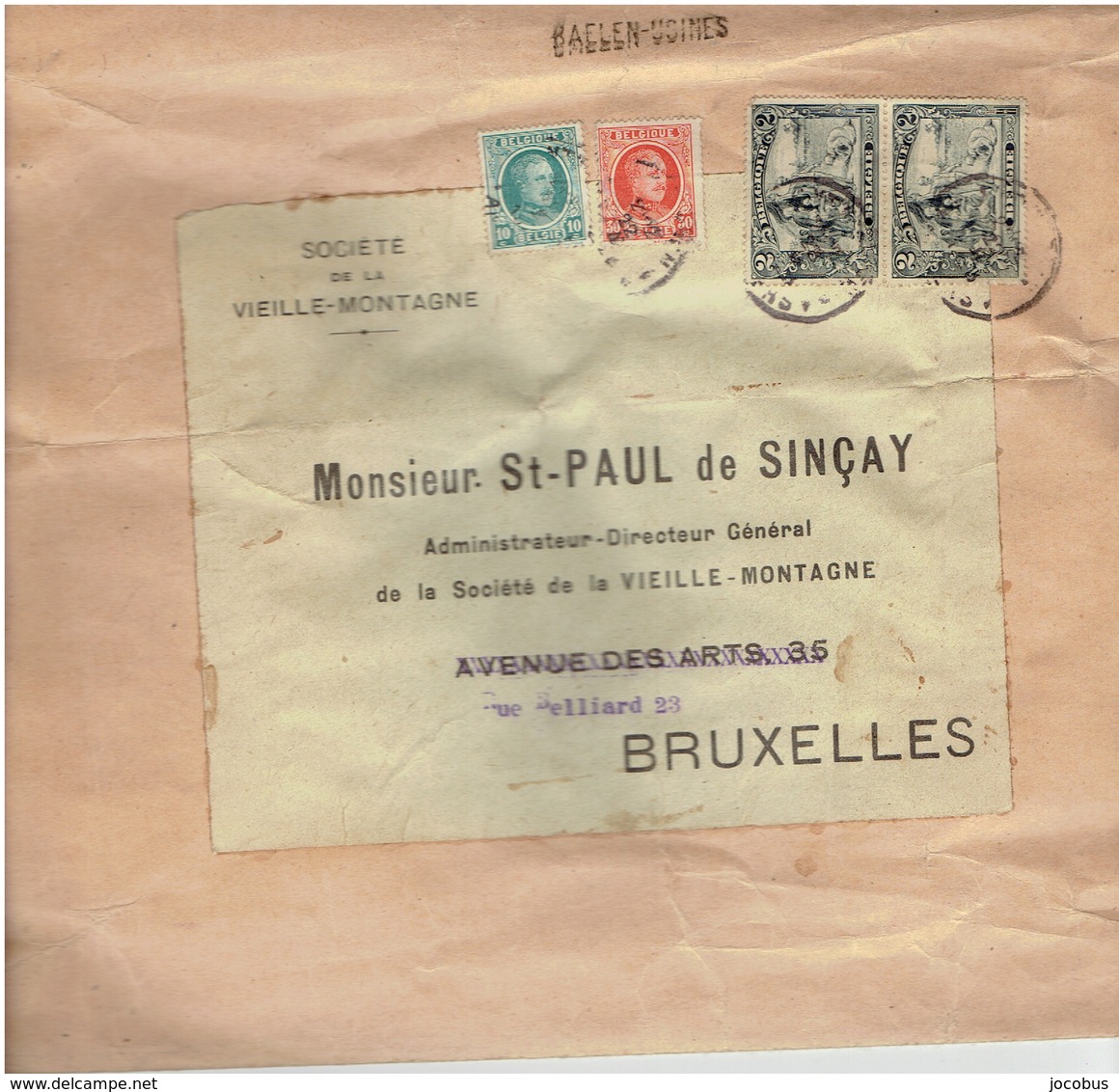 LETTRE OBLITEREE BAELEN-  USINES  RARE  TIMBRES NR 146- 194-199 COTE 231,25€ - Briefe U. Dokumente