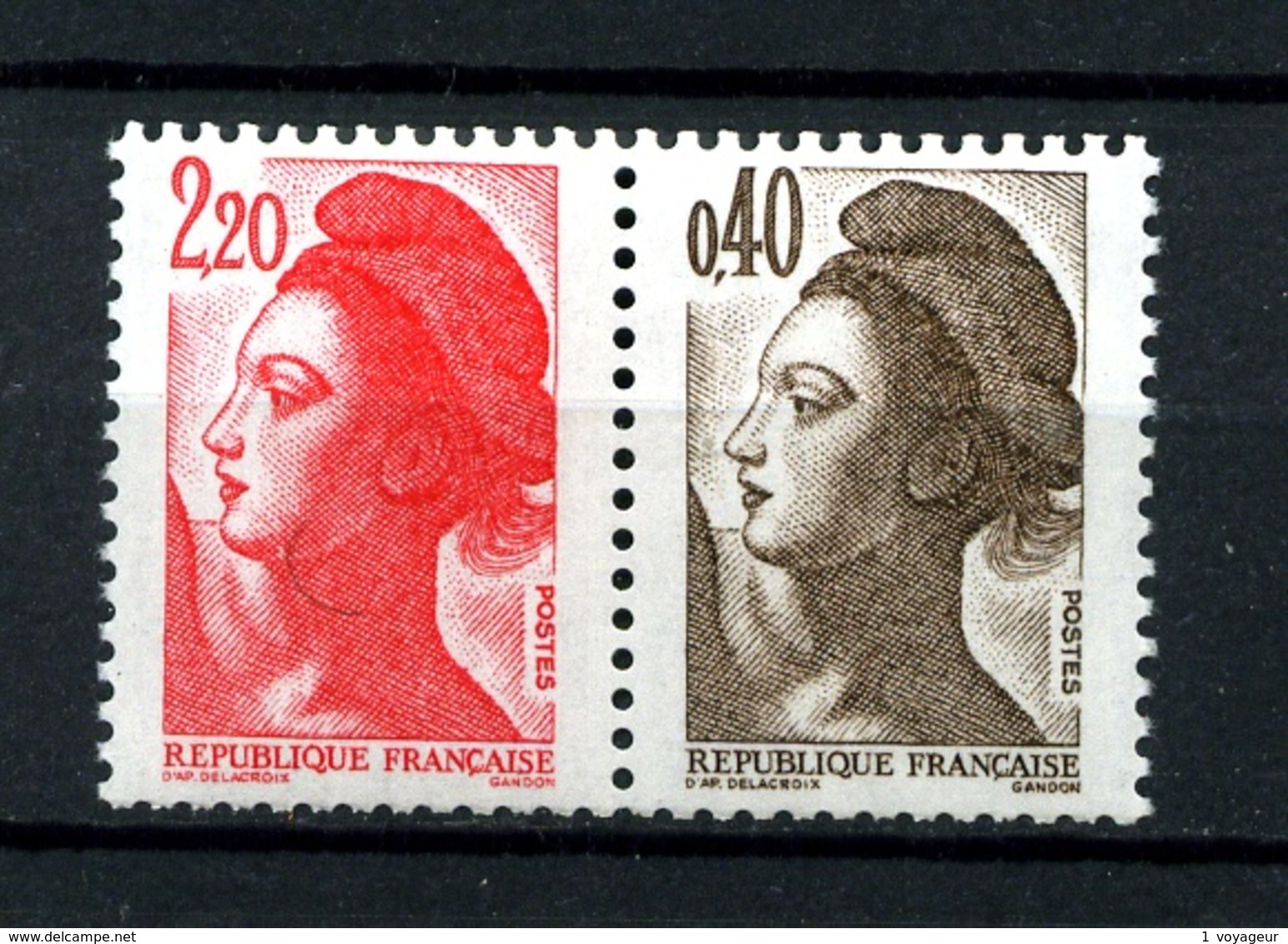 2376b -  2F20+40c - Paire Liberté De Gandon - Issus De Carnet - Neufs N** - Très Beaux - 1982-1990 Liberté (Gandon)