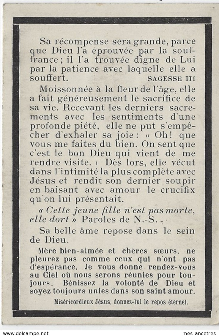 En 1920 Tourcoing (59) Photo De Léontine SOOTS 19 Ans - Obituary Notices