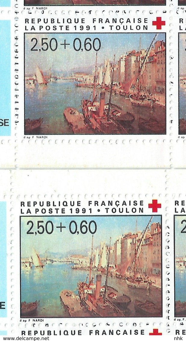 [17] Variété : Carnet Croix-rouge 1991 N° 2733 Double-frappe Du Noir + Normal ** - Markenheftchen