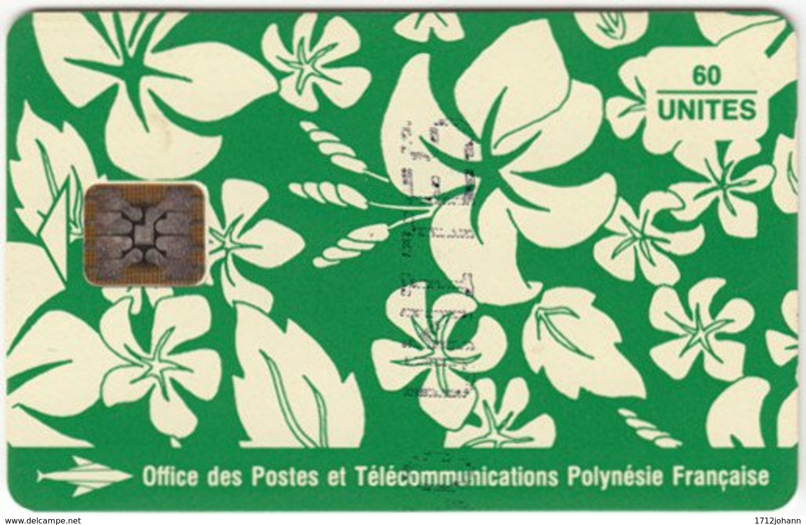 POLYNESIA A-018 Chip OPT - Painting, Flowers - Used - Französisch-Polynesien