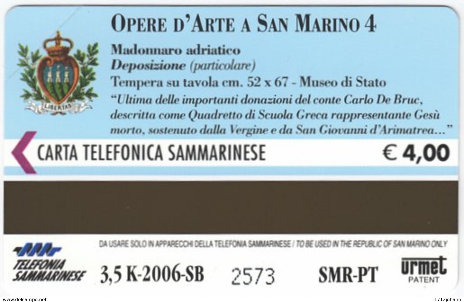 SAN MARINO A-119 Magnetic Telefonia - Religion, Holy Picture - MINT - San Marino