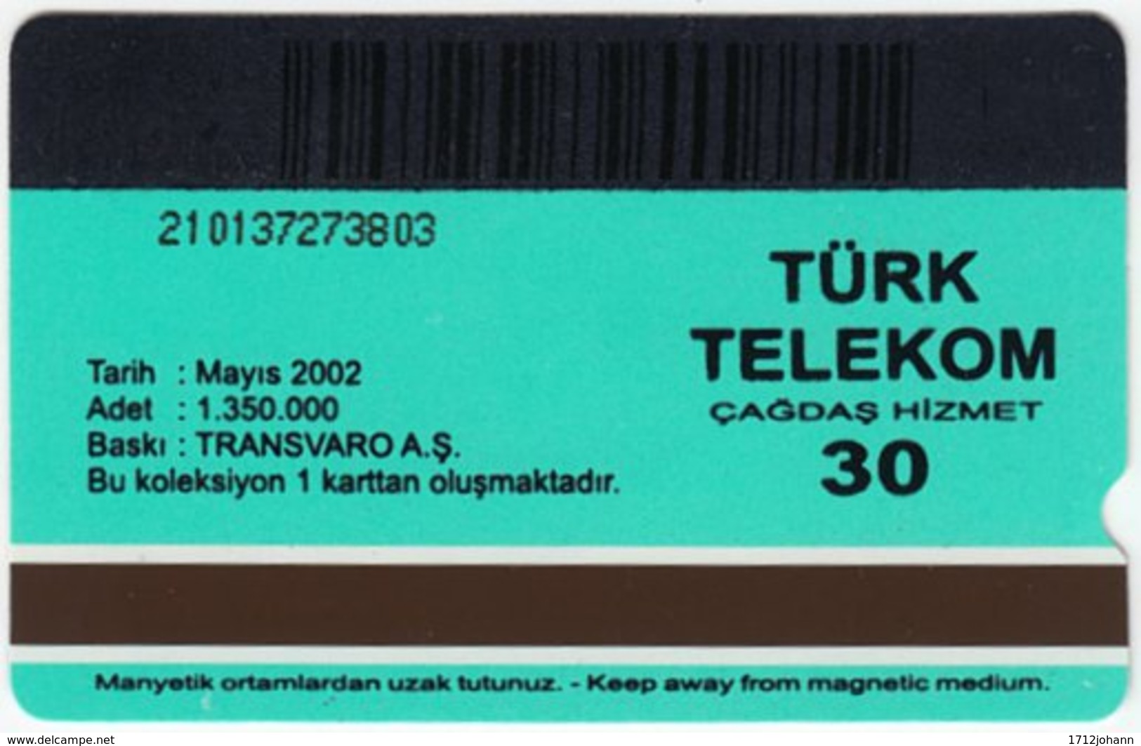 TURKEY A-873 Magnetic Telekom - Communication, Telephone, Woman - Used - Turchia