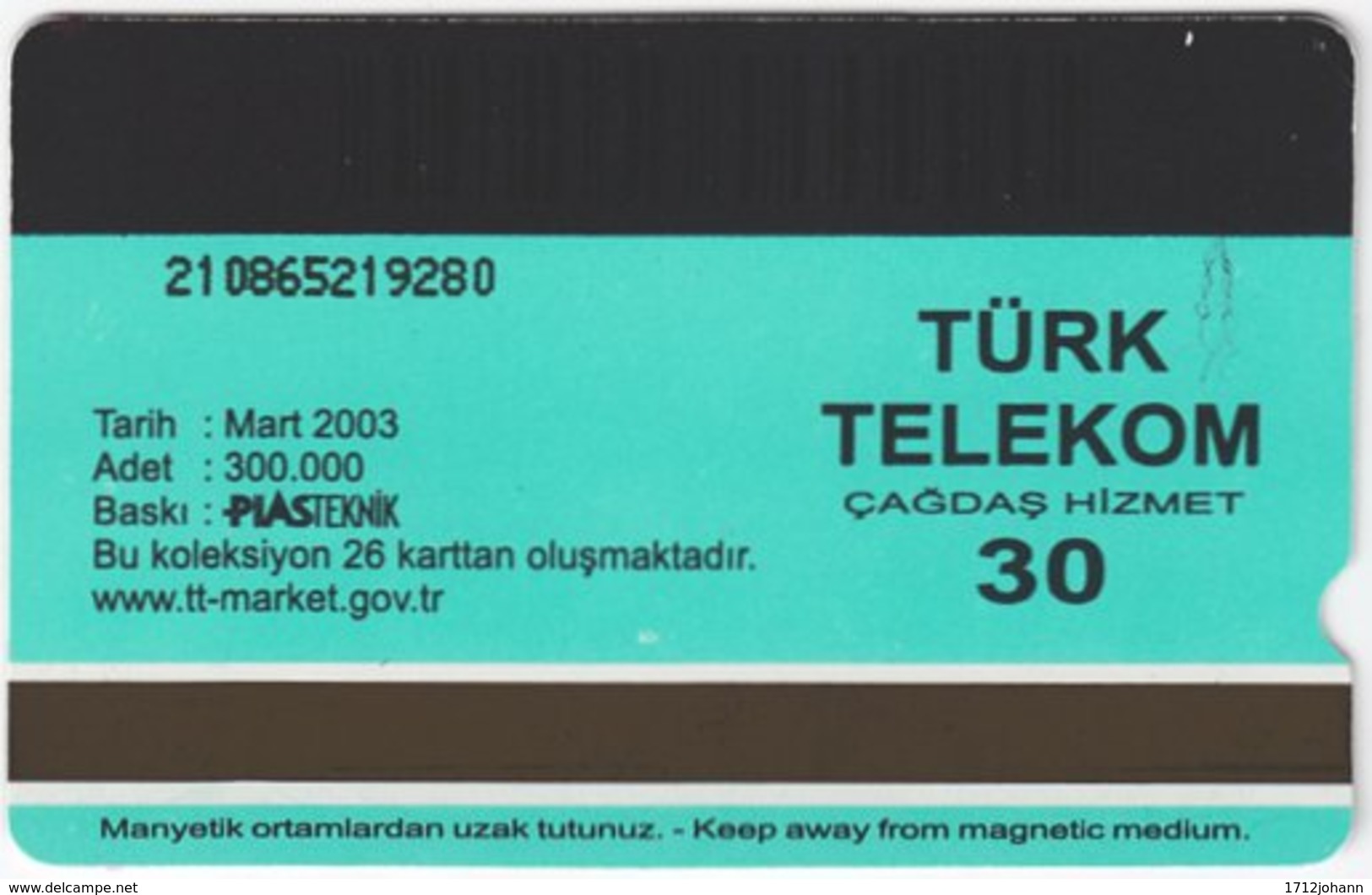 TURKEY C-203 Magnetic Telekom - Animal, Sea Life, Fish - Used - Turkey