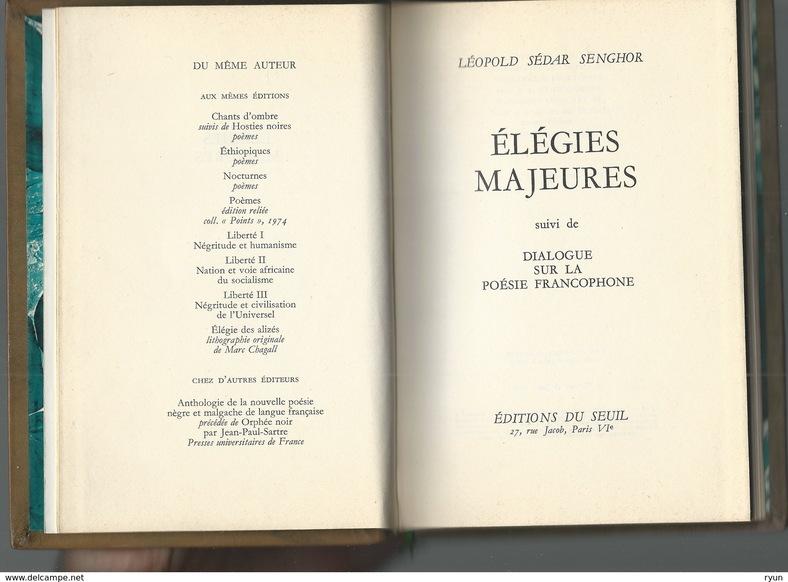 Léopold Senghor : Lot De 2 : La Poésie De L'action Et Elégies Majeures Belle Reliure - Autres & Non Classés