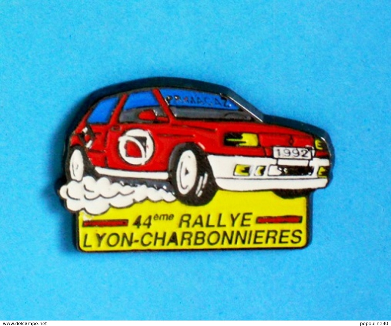 1 PIN'S //  ** RENAULT / CLIO PRIMAGAZ /1992 / 44ème RALLYE LYON-CHARBONNIERES ** . (MMM) - Rallye
