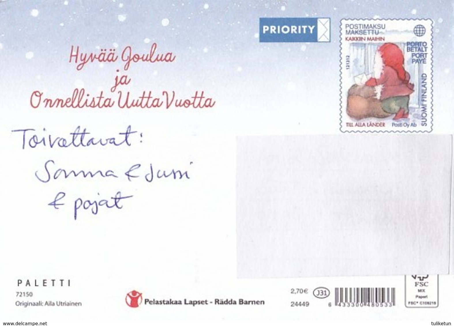 Postal Stationery - Birds - Bullfinches - Girl Feeding Squirrel - Save The Kids - Suomi Finland - Postage Paid - Interi Postali