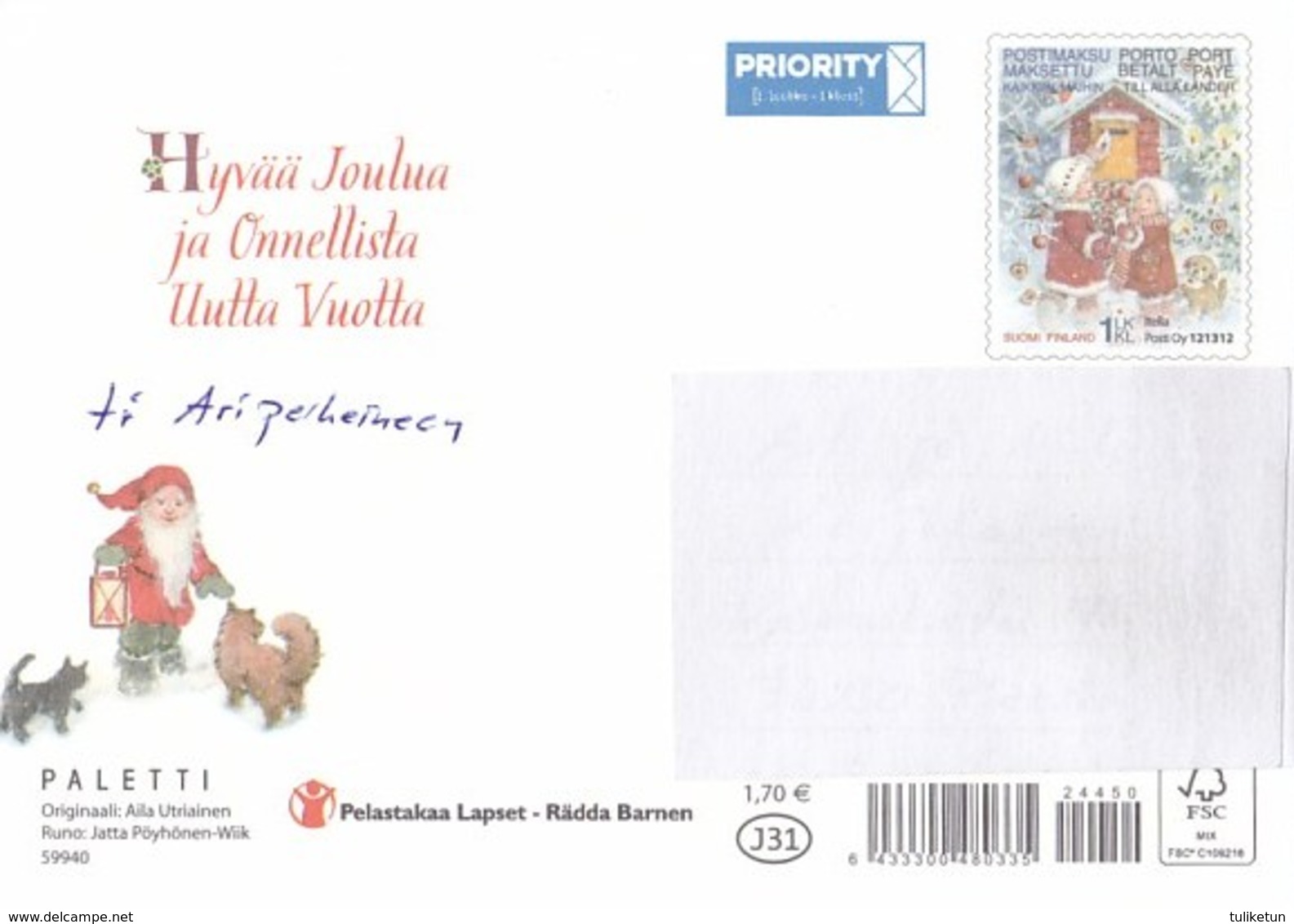 Postal Stationery - Birds - Bullfinches - Elves With Candle Votives - Save The Kids - Suomi Finland - Postage Paid - Ganzsachen