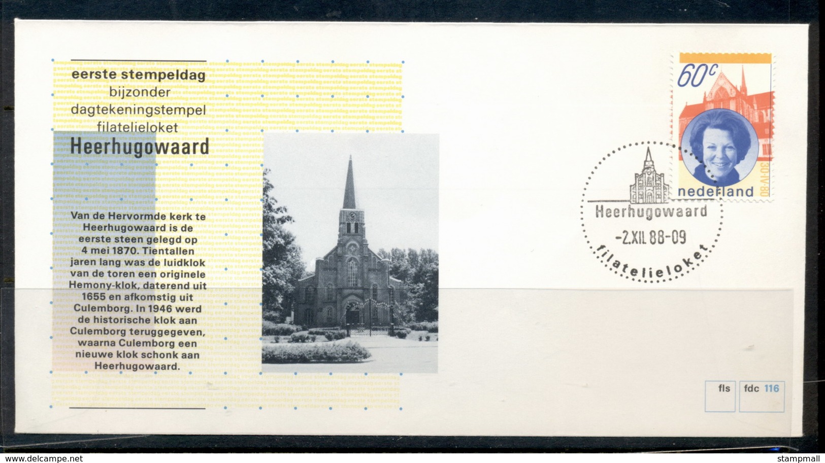 Netherlands 1988 #116 Town Cancel Heerhugowaard FDC - FDC