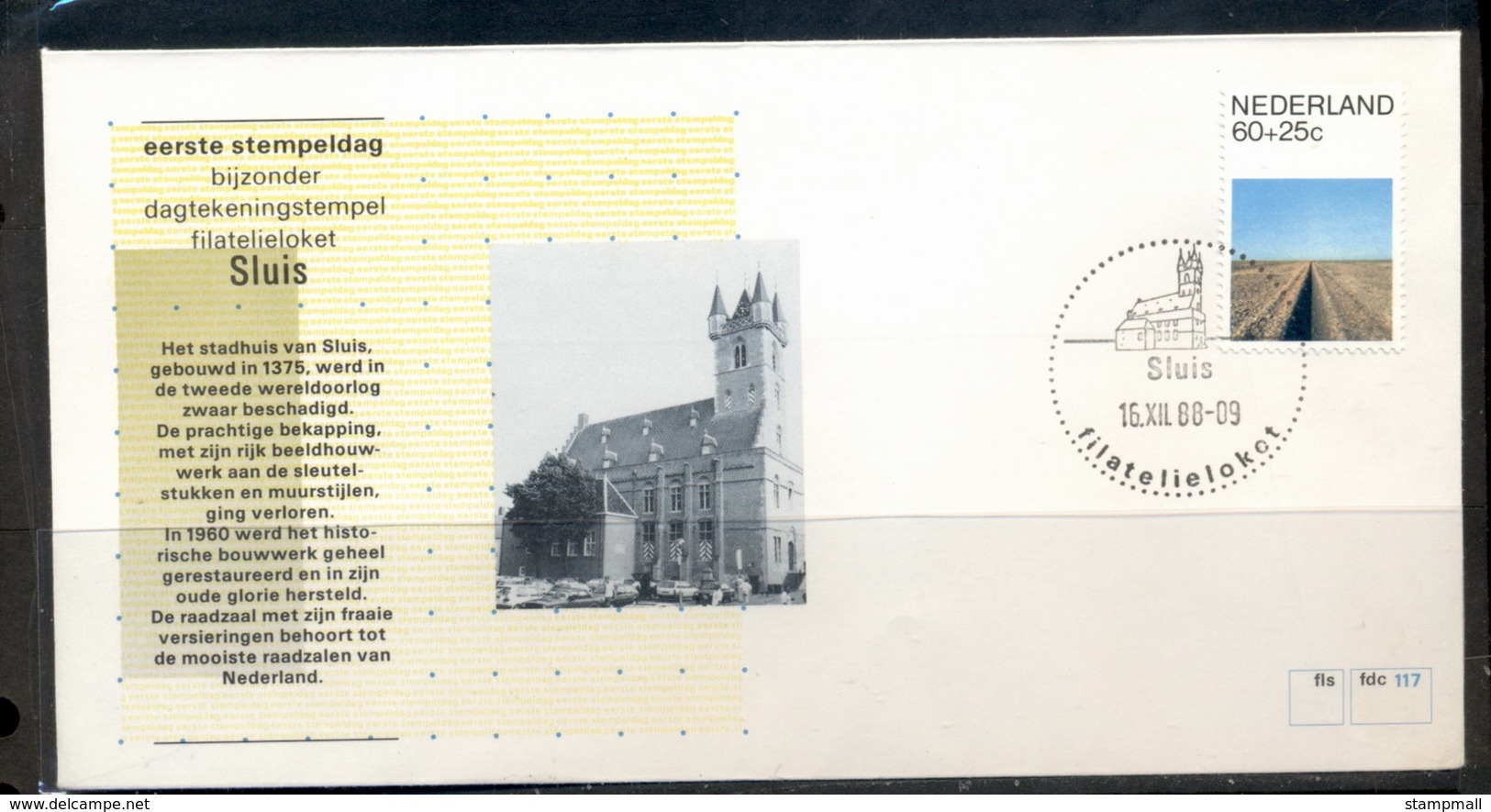 Netherlands 1988 #117 Town Cancel Sluis FDC - FDC