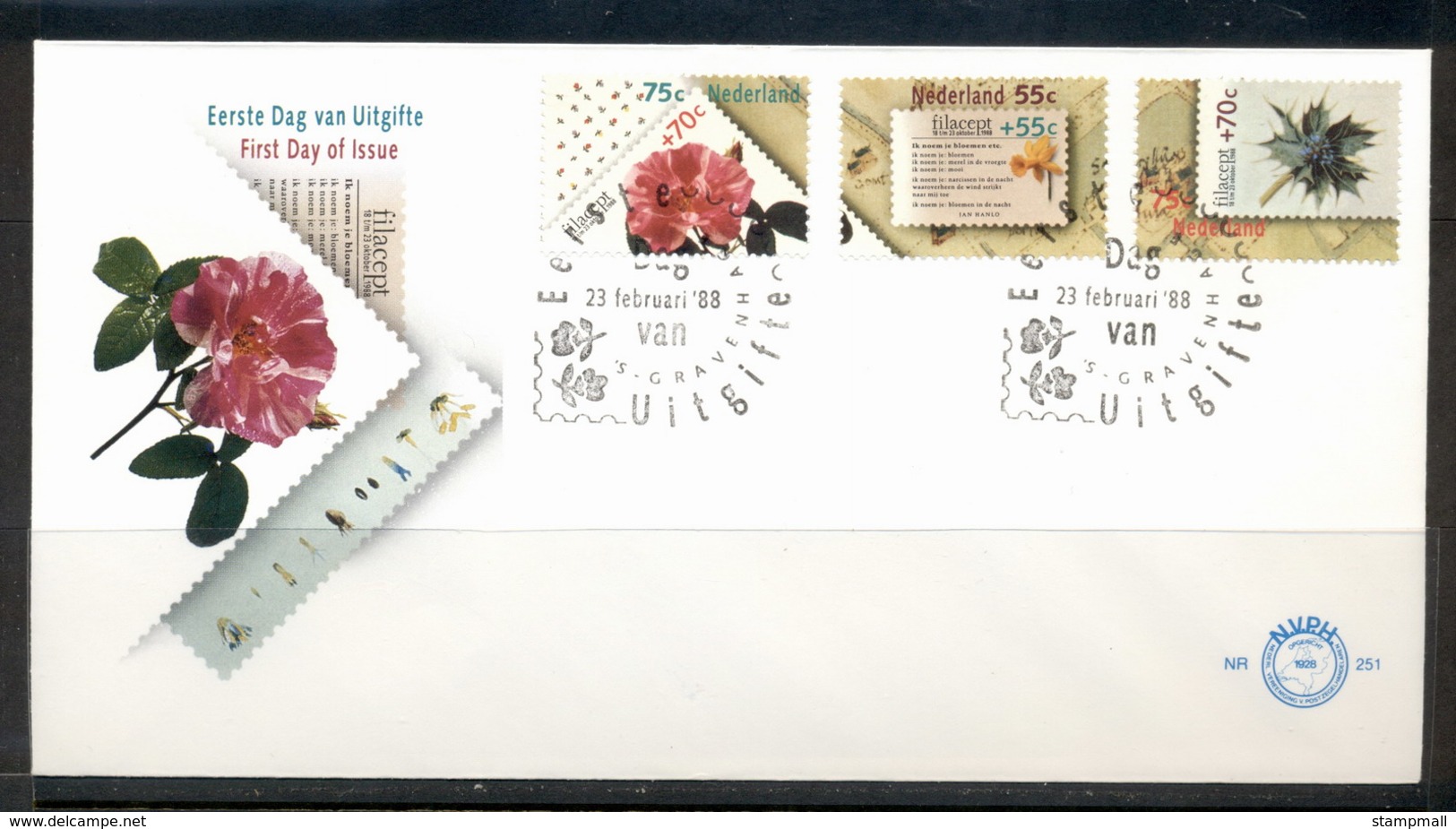 Netherlands 1988 Welfare, FILACEPT Stamp Ex. FDC - FDC