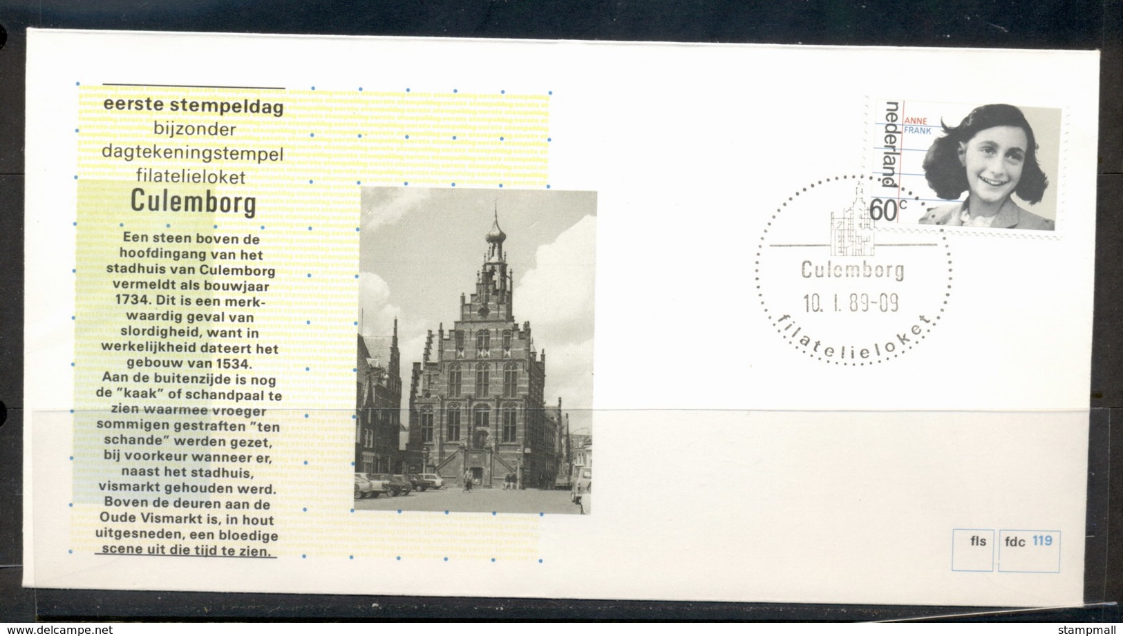 Netherlands 1989 #119 Town Cancel Culemborg FDC - FDC