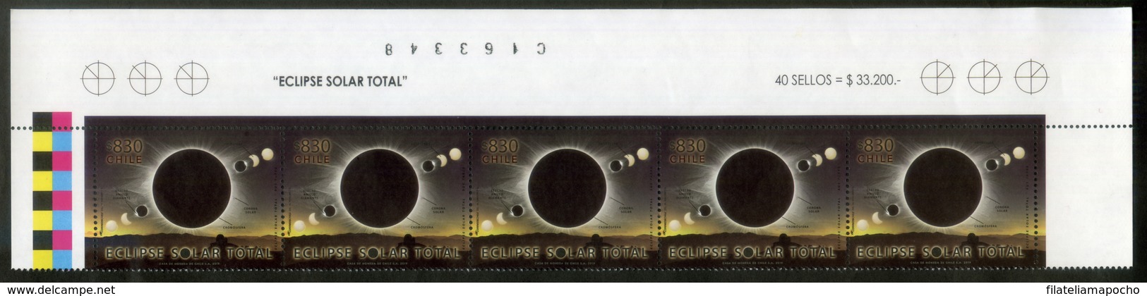 CHILE ESTAMPILLAS: “ECLIPSE SOLAR TOTAL”, 2019. - Chili