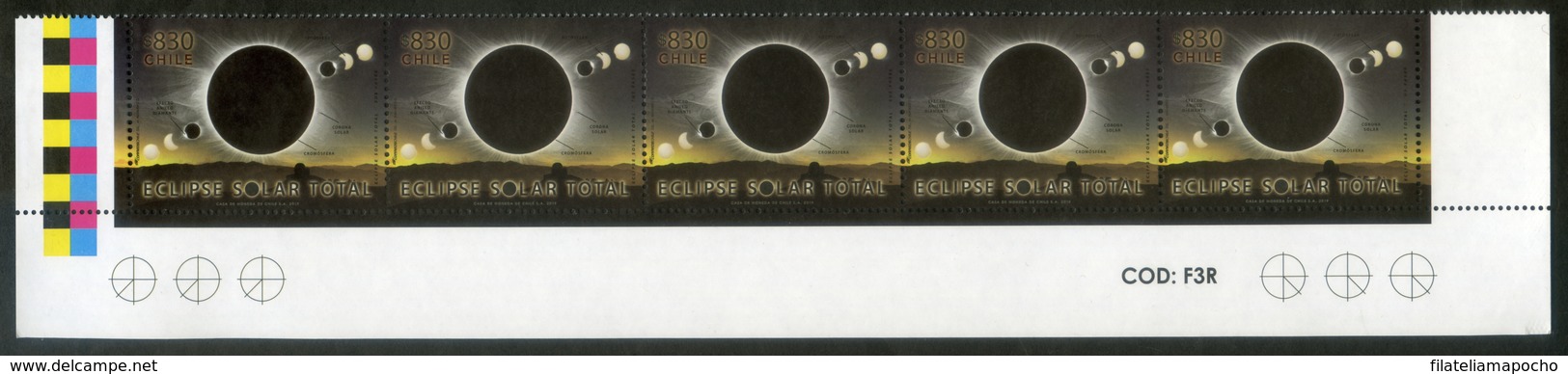 CHILE ESTAMPILLAS: “ECLIPSE SOLAR TOTAL”, 2019. - Chile