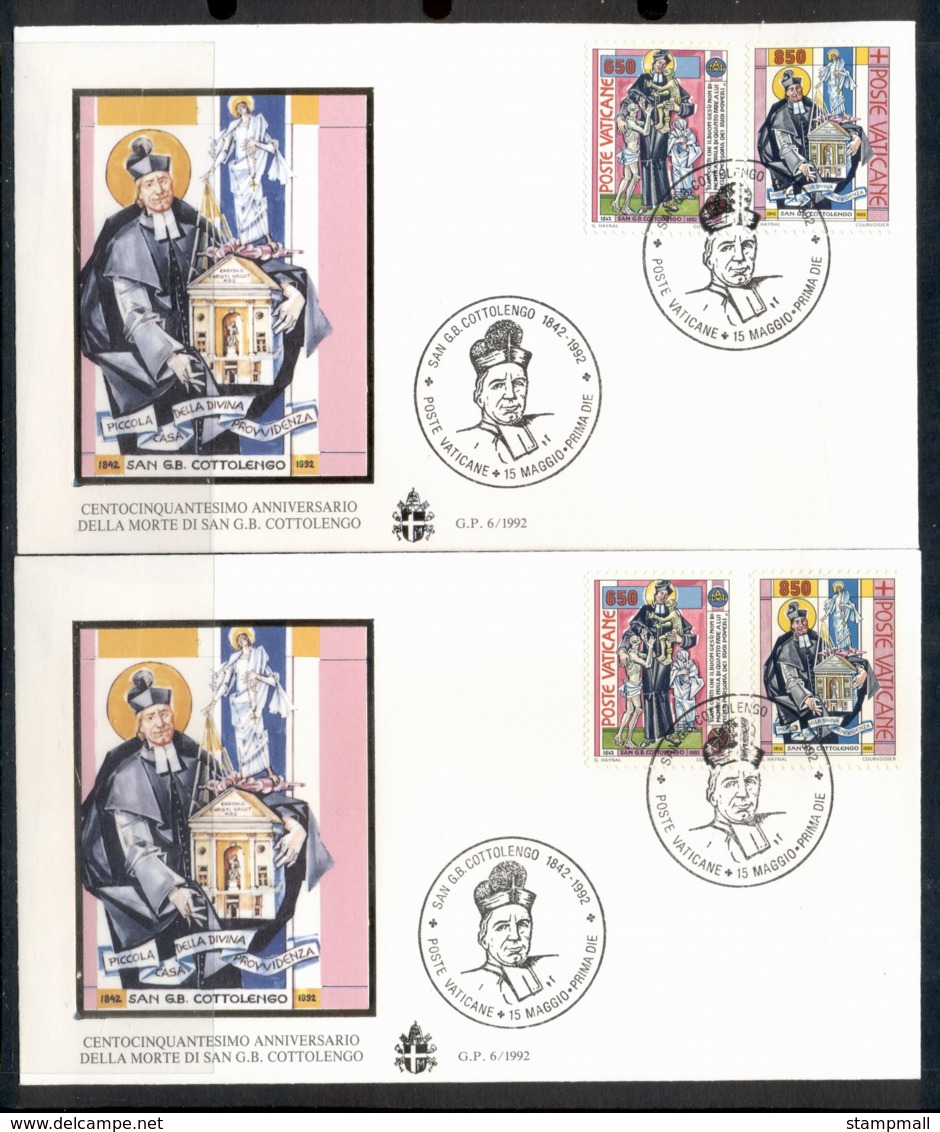 Vatican 1992 St Guiseppe Benedetto Cottolengo FDC - FDC