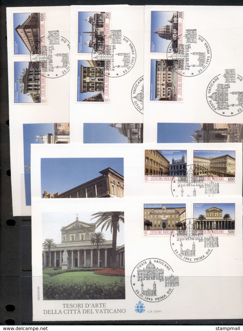 Vatican 1993 Architecture Of Vatican City 5x FDC - FDC