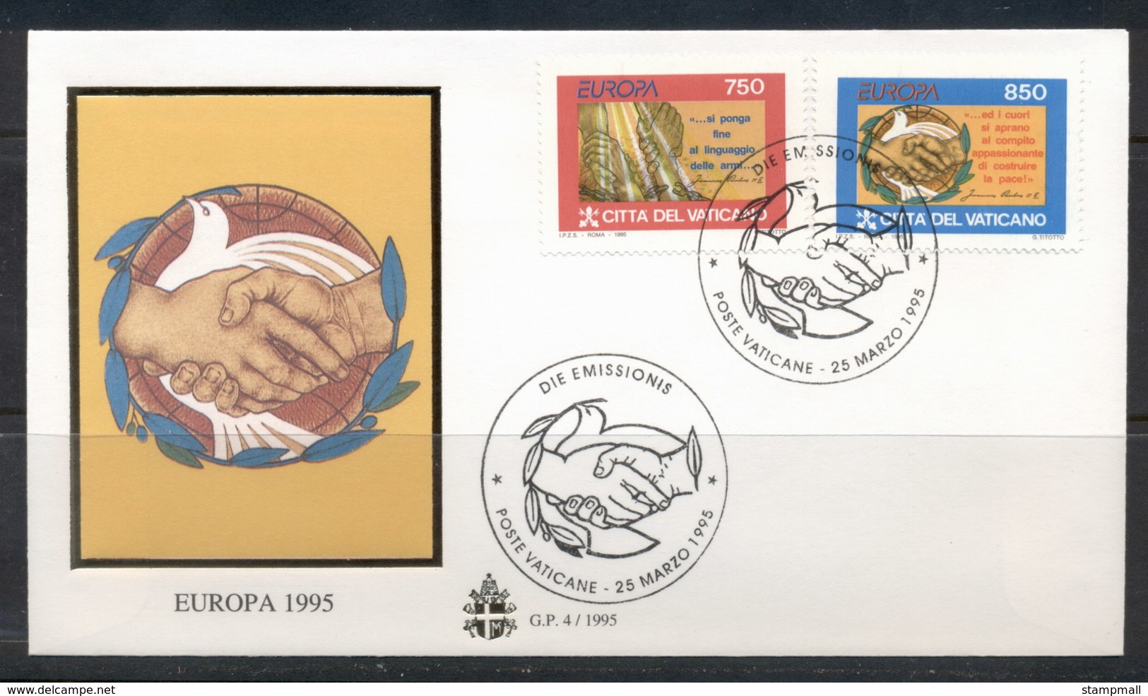 Vatican 1995 Europa Peace & Freedom FDC - FDC