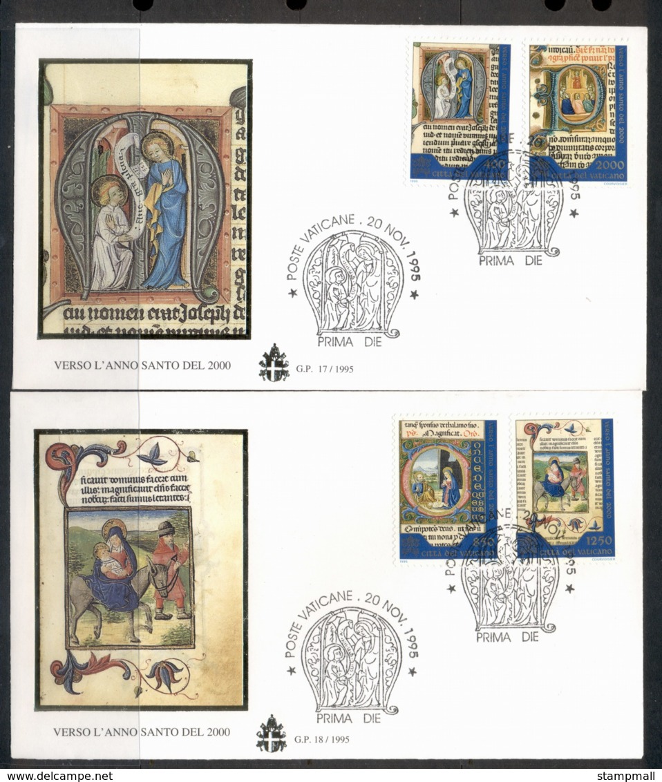 Vatican 1995 Scenes Fro Manuscripts, Life Of Jesus 2x FDC - FDC