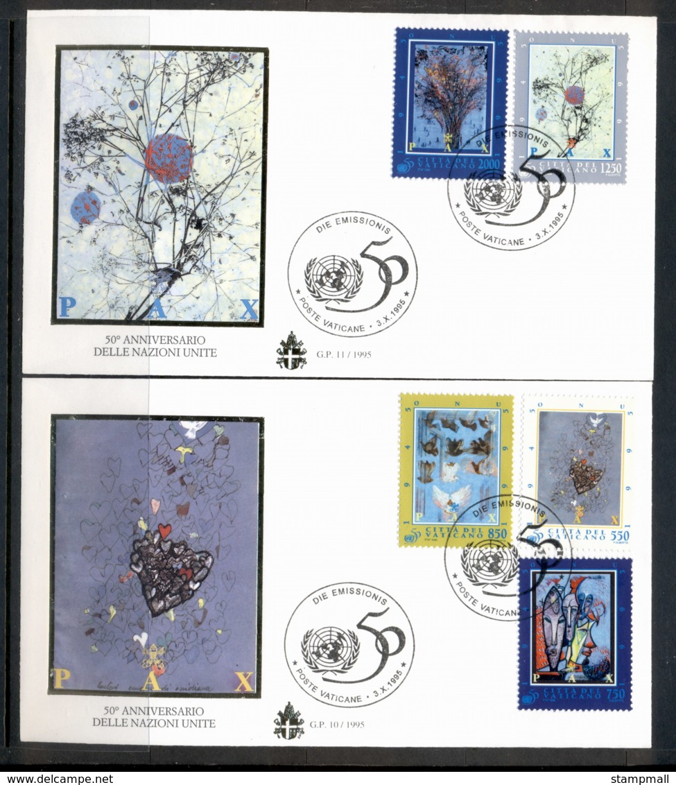 Vatican 1995 UN 50th Anniv, Paintings Of Peace 2x FDC - FDC