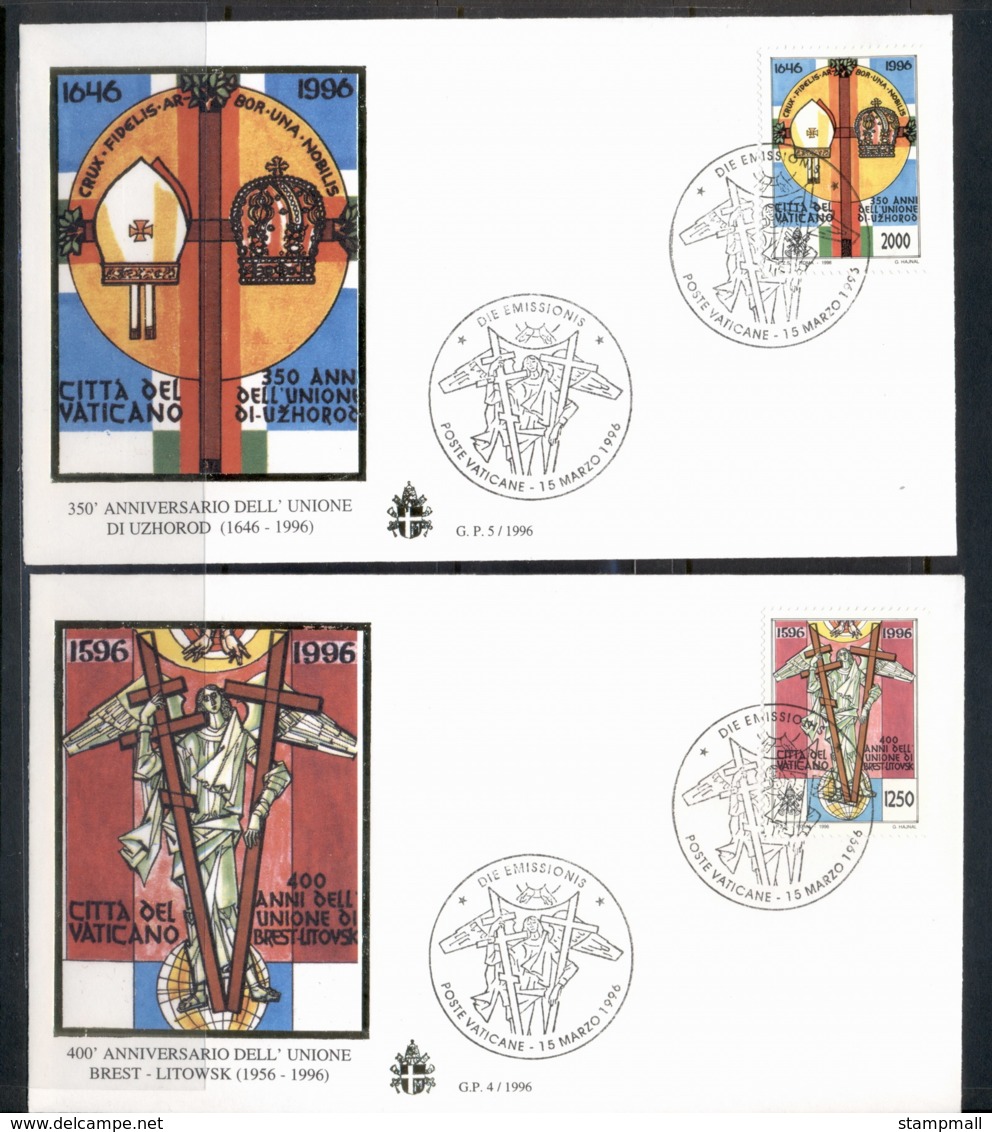 Vatican 1996 Religious Anniversries 2x FDC - FDC