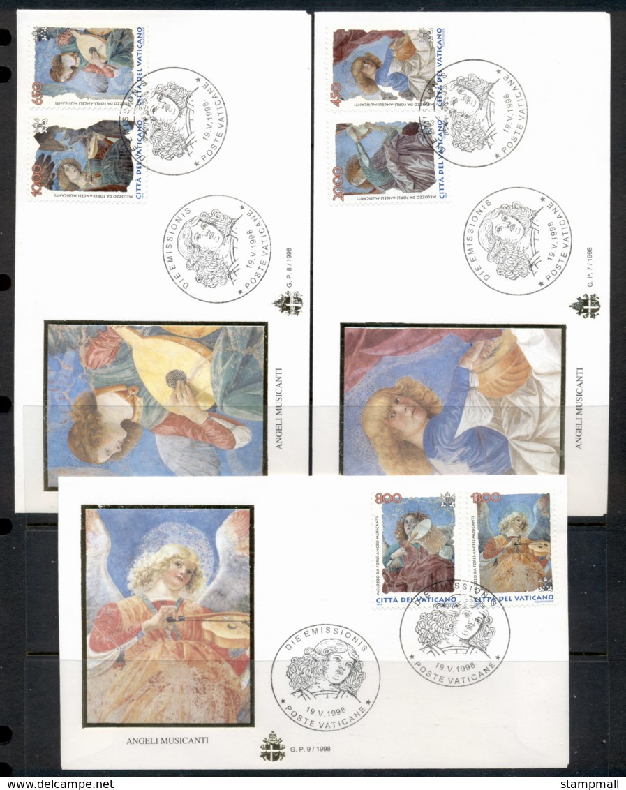 Vatican 1998 Frescoes Of Angels 3x FDC - FDC